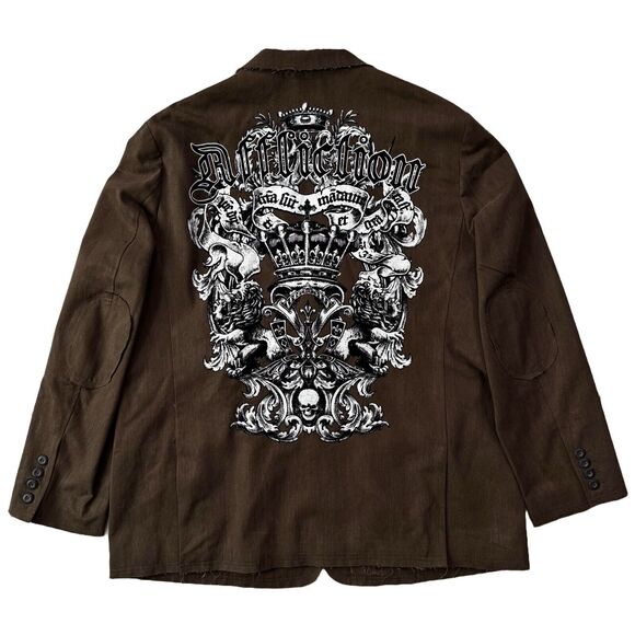 VTG Affliction Red Label Premium Men's Goth Blazer Jacket XL 48-50 Graphic RARE - Picture 1 of 14